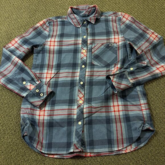 Vineyard Vines Shirt Womens Size 0 Plaid Relaxed Button Down - Picture 1 of 10